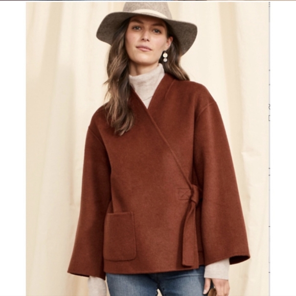 Garnet Hill Jackets & Blazers - Garnet Hill • Wool Blend Wrap Coat